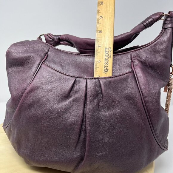 Laundry By Shelli Segal Bag SOFT Lambskin Leather Hobo Color Eggplant - Picture 2 of 15